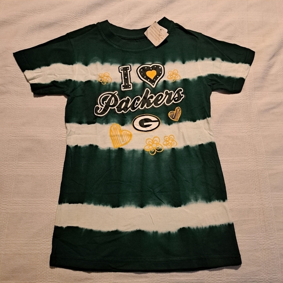Green Bay Packers girls size Large 10/12, shirt sleeve shirt New - Picture 1 of 4